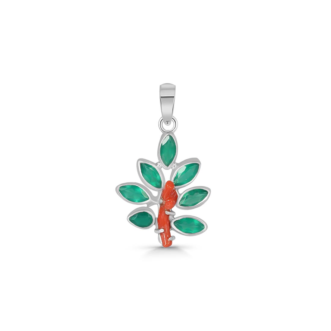 Red Coral / Green Onyx Pendant-(COR-P-59)